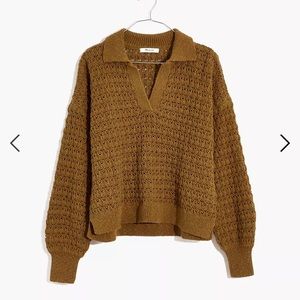 Madewell open-stitch polo sweater